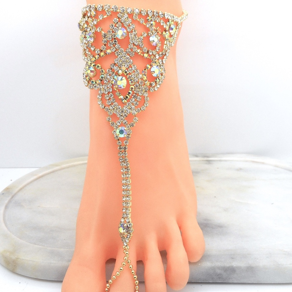 Slave Ankle Bracelet  Crystal Gold Plated